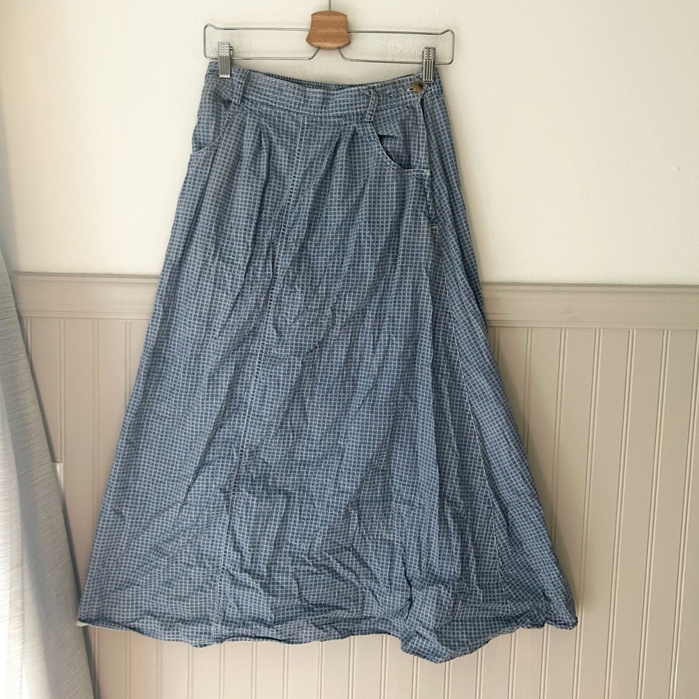Vintage Basic Equipment Medium Blue Gingham A-Lin… - image 1